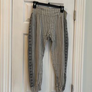 Patterned Black and White Jogger Pants